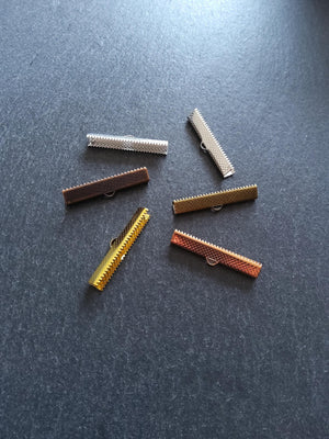 25mm (1") Wide Ribbon Crimp Ends 25x8mm Findings Crimps in Gold, Silver, Antique Silver, Rose Gold, Antique Bronze or Antique Copper