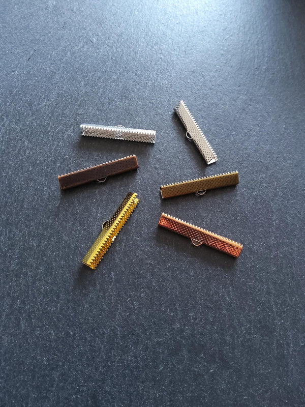 25mm (1") Wide Ribbon Crimp Ends 25x8mm Findings Crimps in Gold, Silver, Antique Silver, Rose Gold, Antique Bronze or Antique Copper