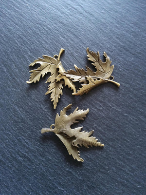 2 or 10 Large Curled Leaf Pendants Antique Bronze Tone Alloy 54x44mm