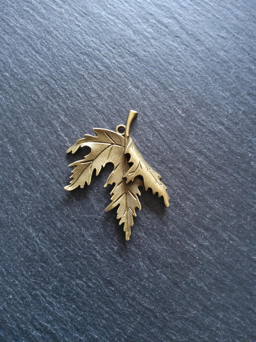 2 or 10 Large Curled Leaf Pendants Antique Bronze Tone Alloy 54x44mm