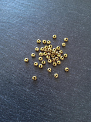 60 or 300 Antique Gold Tone 5mm Diameter Wheel Spacer Beads Bali Style 5x3mm Hole: 1mm