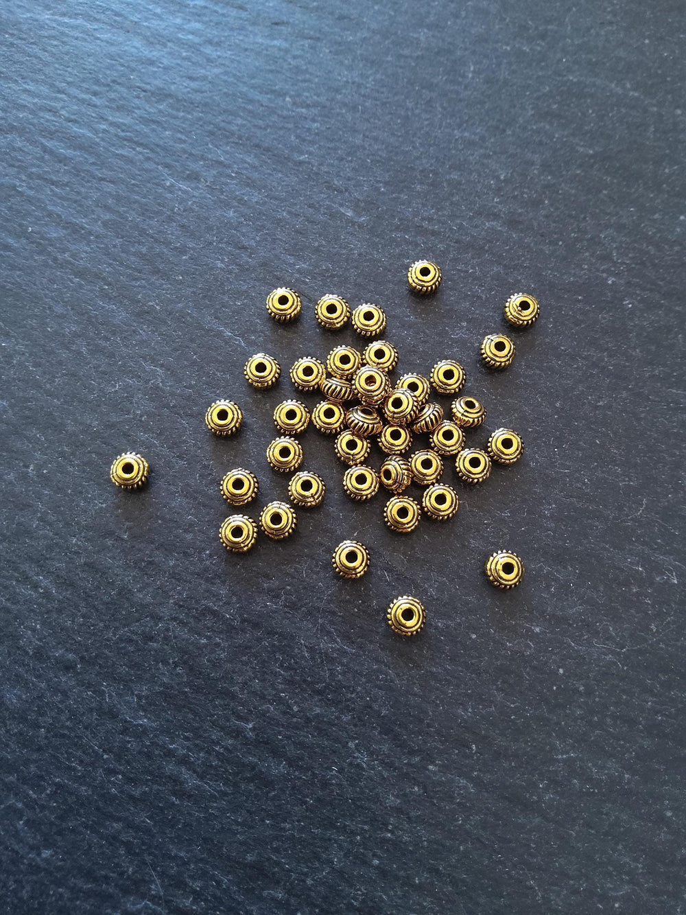 60 or 300 Antique Gold Tone 5mm Diameter Wheel Spacer Beads Bali Style 5x3mm Hole: 1mm