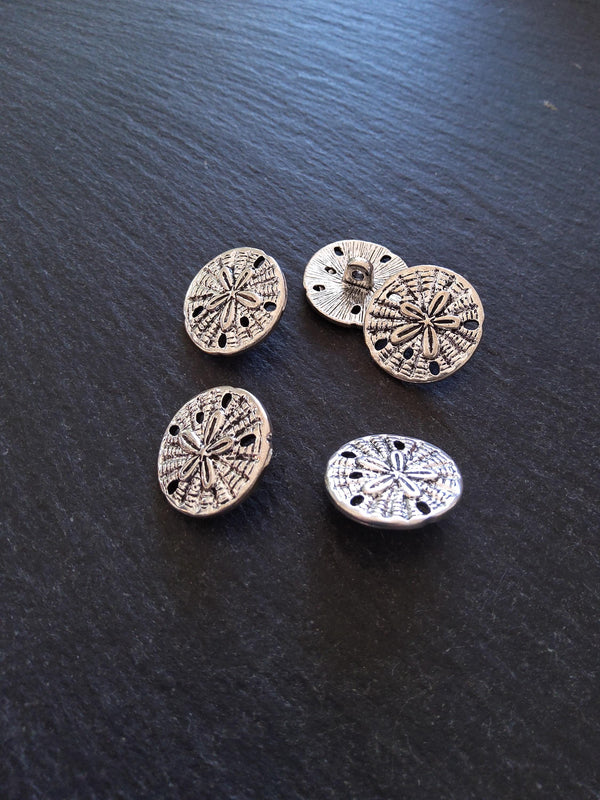 6 or 30 Sand Dollar Silver Tone Metal Alloy Buttons 18mm (6/8") Fasteners