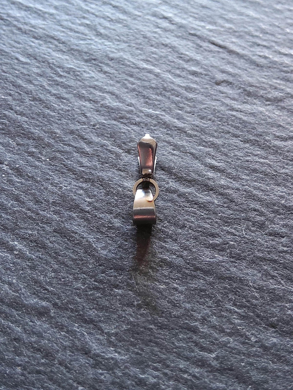 6 or 30 Stainless Steel Ice Pick Pinch Bails for Pendants 9x6.5x2.5mm