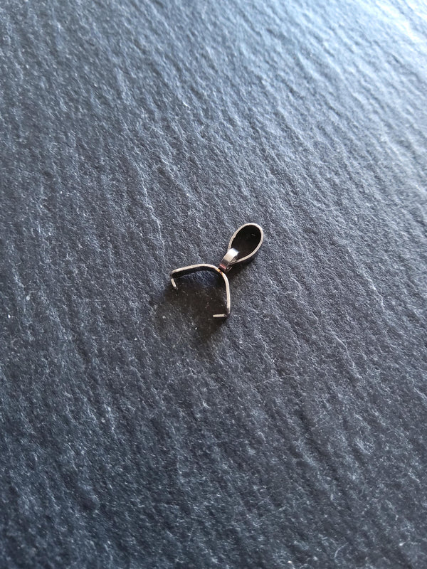 6 or 30 Stainless Steel Ice Pick Pinch Bails for Pendants 9x6.5x2.5mm