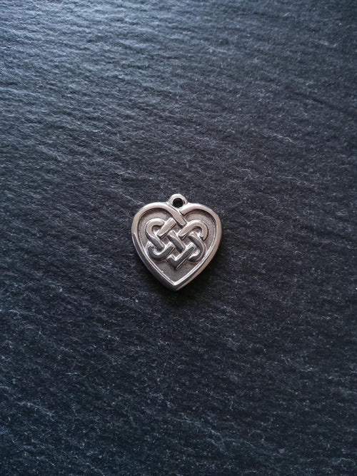 2 or 10 Celtic Knot Stainless Steel Heart Charms 19x18x2.5mm