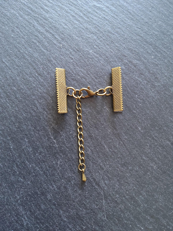5 Antique Bronze Crimp End Sets for Ribbon (various sizes)
