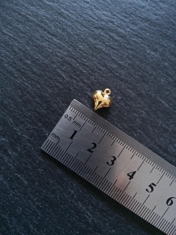 10 or 50 Heart Charms 24K Gold Plated Hollow Brass 11x9x4mm
