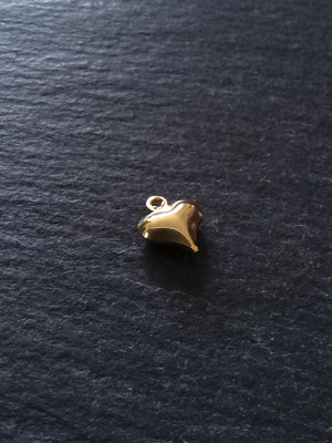 10 or 50 Heart Charms 24K Gold Plated Hollow Brass 11x9x4mm