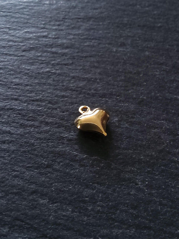 10 or 50 Heart Charms 24K Gold Plated Hollow Brass 11x9x4mm