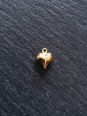 10 or 50 Heart Charms 24K Gold Plated Hollow Brass 11x9x4mm