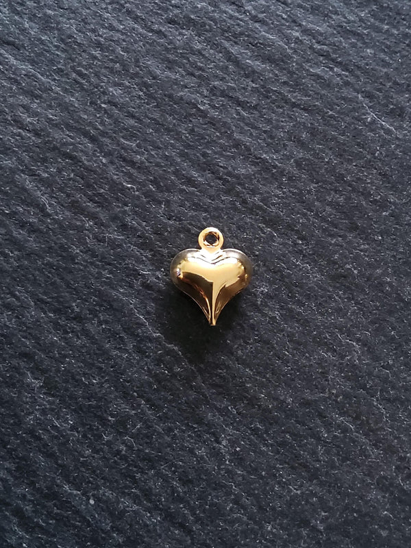10 or 50 Heart Charms 24K Gold Plated Hollow Brass 11x9x4mm