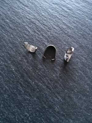 20 or 100 Stainless Steel Snap On Pinch Bails for Pendants 9x7x4mm