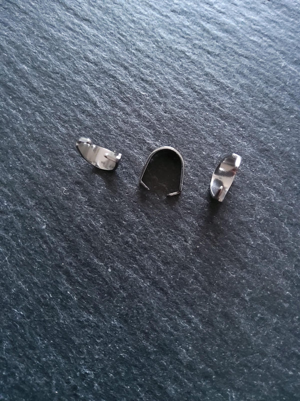 20 or 100 Stainless Steel Snap On Pinch Bails for Pendants 9x7x4mm