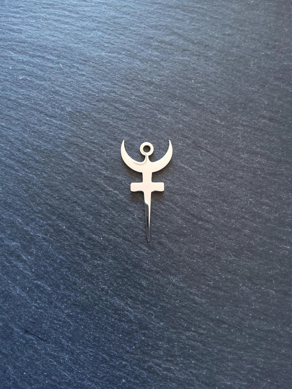 Stainless Steel Bident Symbol of Hades Pendants 40x20.5x1mm Hole: 3mm - ContentedCatz