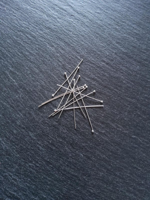 Solid 925 Sterling Silver Ball Head Pins 35mm Long 0.5mm Wide (24 gauge)