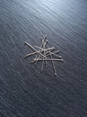 Solid 925 Sterling Silver Ball Head Pins 35mm Long 0.5mm Wide (24 gauge)