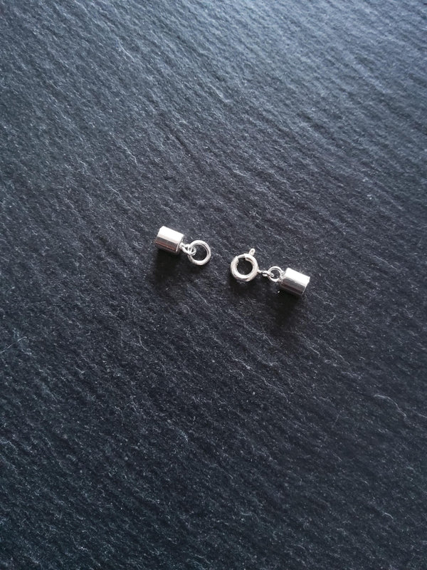 Genuine Solid Sterling Silver Cap Set for 3.5mm Cord (4mm end caps)
