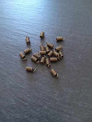50 Coil Crimp End Spring Crimps for 2mm Cord Antique Bronze Tone Alloy 9x4mm