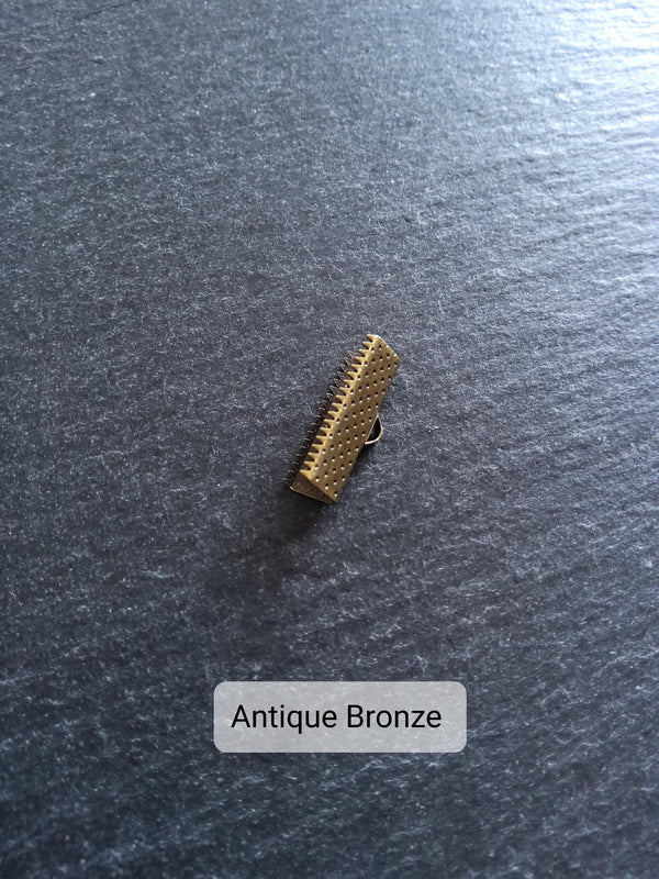 20mm (13/16") Wide Ribbon Crimp Ends 20x7.5mm Findings Crimps in Gold, Silver, Antique Silver, Rose Gold, Antique Bronze or Antique Copper