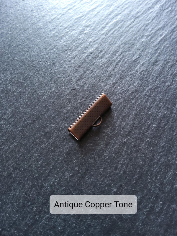 20mm (13/16") Wide Ribbon Crimp Ends 20x7.5mm Findings Crimps in Gold, Silver, Antique Silver, Rose Gold, Antique Bronze or Antique Copper