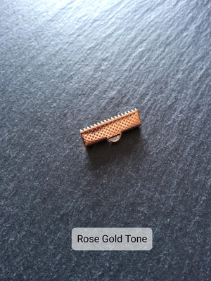 20mm (13/16") Wide Ribbon Crimp Ends 20x7.5mm Findings Crimps in Gold, Silver, Antique Silver, Rose Gold, Antique Bronze or Antique Copper