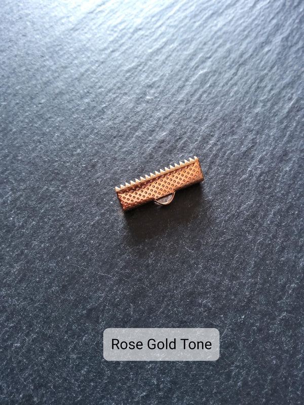 20mm (13/16") Wide Ribbon Crimp Ends 20x7.5mm Findings Crimps in Gold, Silver, Antique Silver, Rose Gold, Antique Bronze or Antique Copper