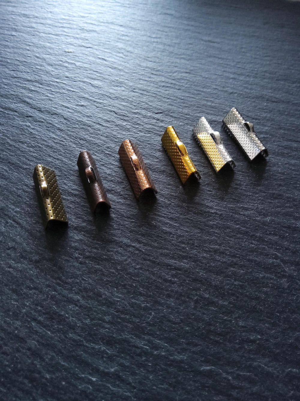 20mm (13/16") Wide Ribbon Crimp Ends 20x7.5mm Findings Crimps in Gold, Silver, Antique Silver, Rose Gold, Antique Bronze or Antique Copper