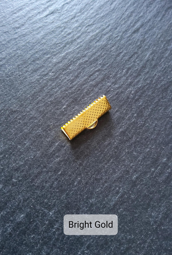 20mm (13/16") Wide Ribbon Crimp Ends 20x7.5mm Findings Crimps in Gold, Silver, Antique Silver, Rose Gold, Antique Bronze or Antique Copper