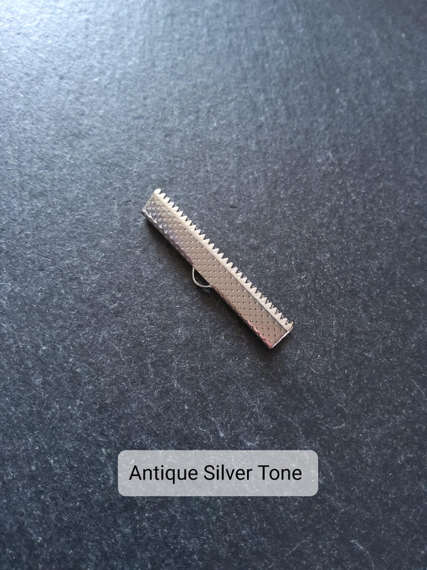 25mm (1") Wide Ribbon Crimp Ends 25x8mm Findings Crimps in Gold, Silver, Antique Silver, Rose Gold, Antique Bronze or Antique Copper