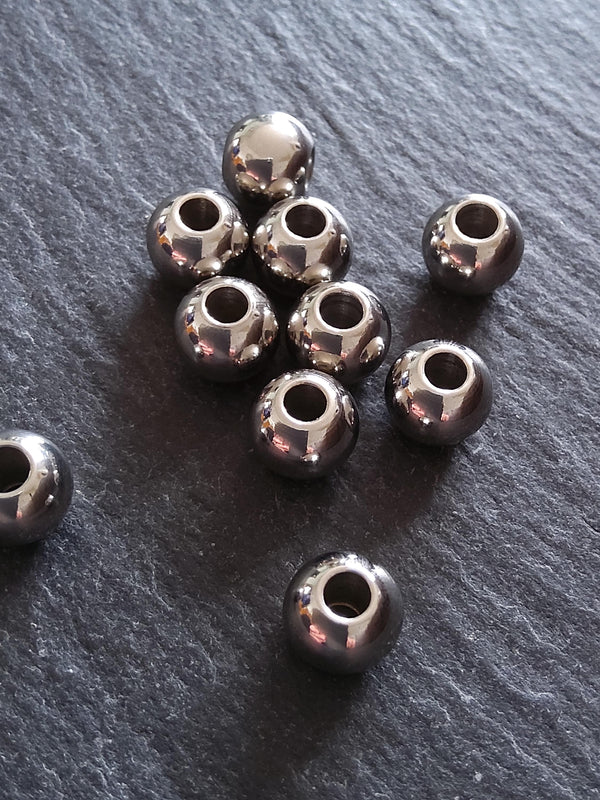 10 or 50 Stainless Steel 8mm Solid Round Spacer Beads Hole: 3mm