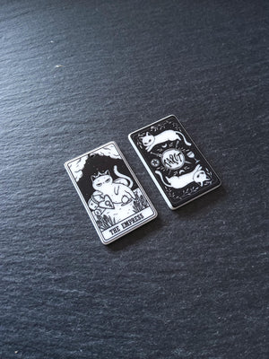 2 or 10 The Empress Cat Tarot Card Charms White & Black Resin 38x23mm