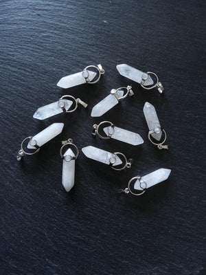 Natural Quartz Crystal Pendant Approx. 40x1x13mm