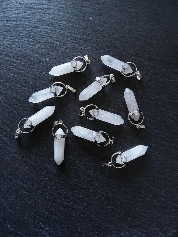 Natural Quartz Crystal Pendant Approx. 40x1x13mm