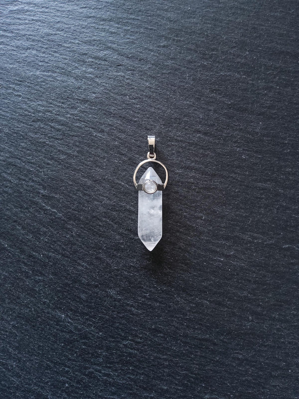 Natural Quartz Crystal Pendant Approx. 40x1x13mm