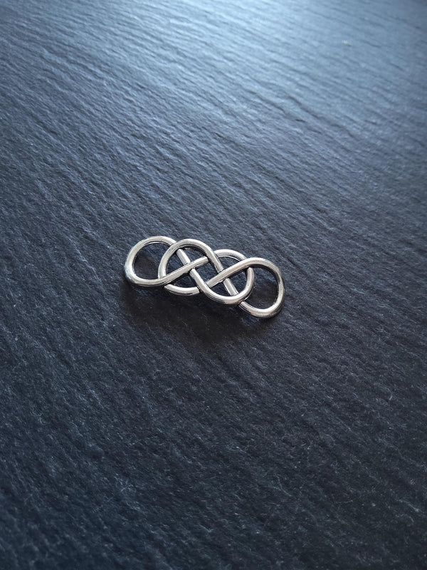 6 or 30 Celtic Knot Connector Charms Double Infinity Knot Antique Silver Tone Alloy 33x13mm