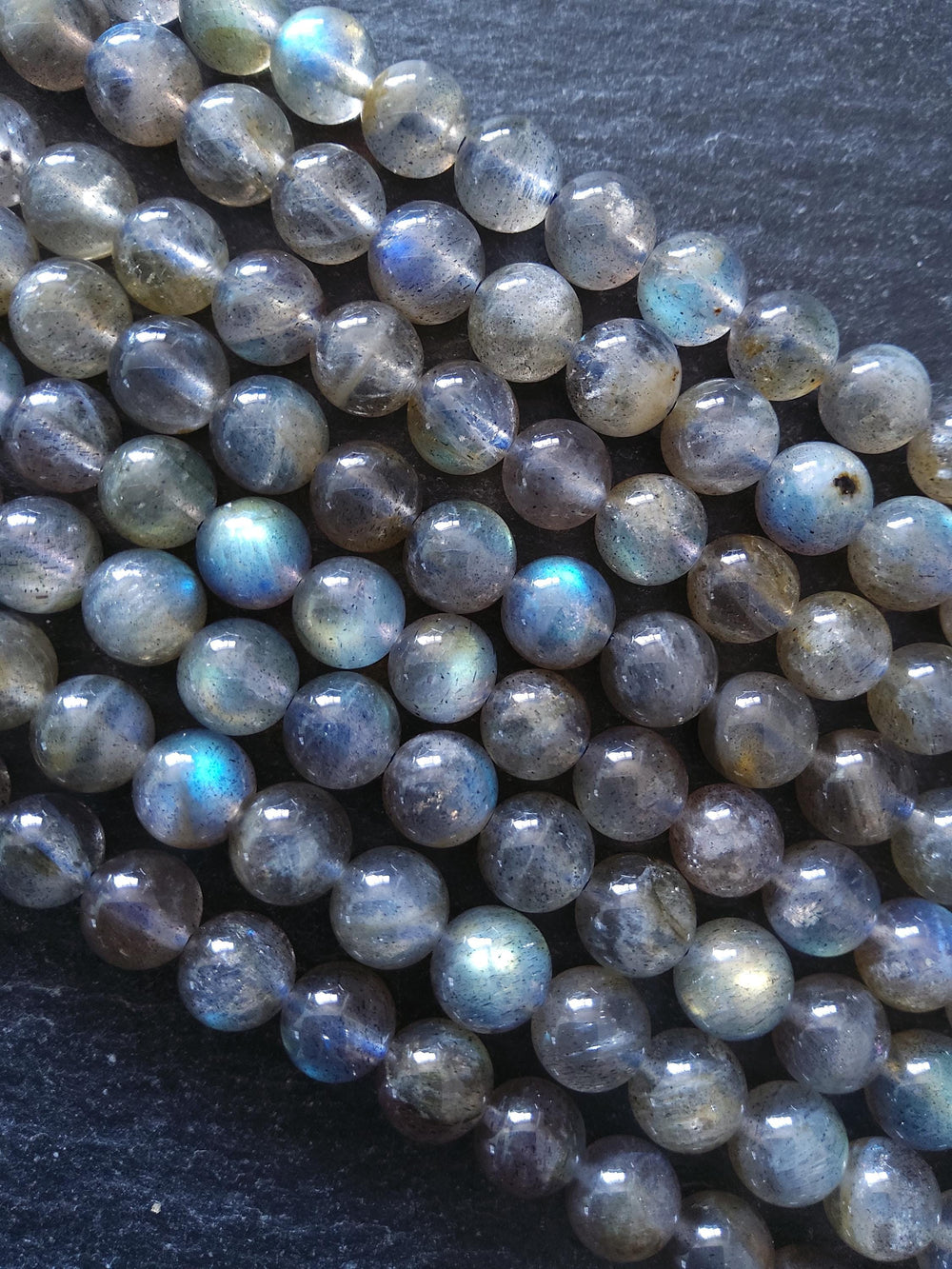 6.5mm Grade AA Natural Light Grey Labradorite Gemstone Beads Full 15.5 inch strand