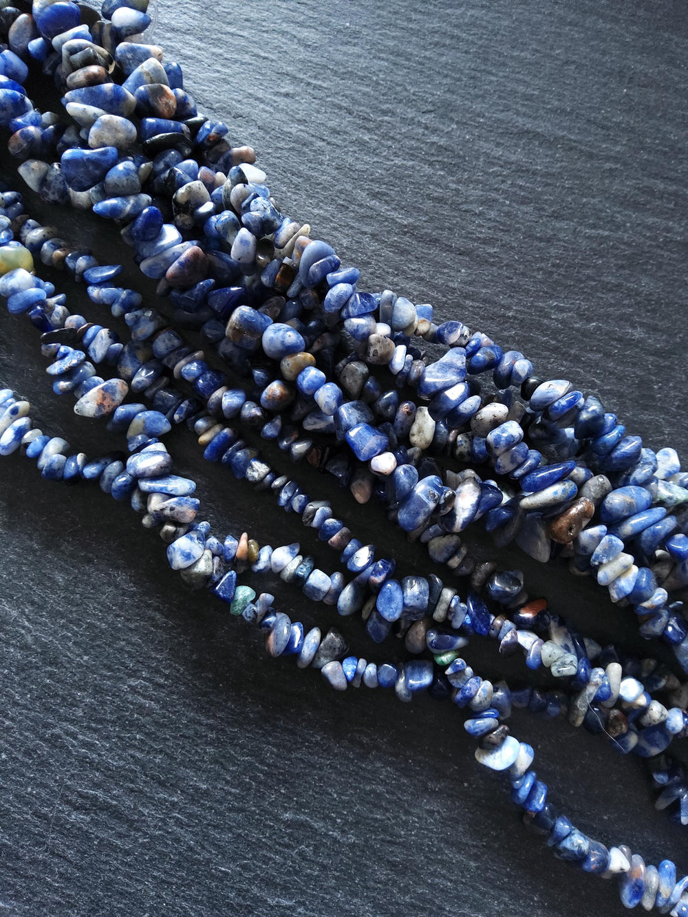 Natural Sodalite Rounded Chip Gemstone Beads. Long 80cm Strand. Approx. 5x10x3mm chips