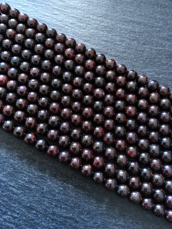 7mm Natural Dark Red Garnet Round Undyed Gemstone Beads Full 15 inch Strand Hole: