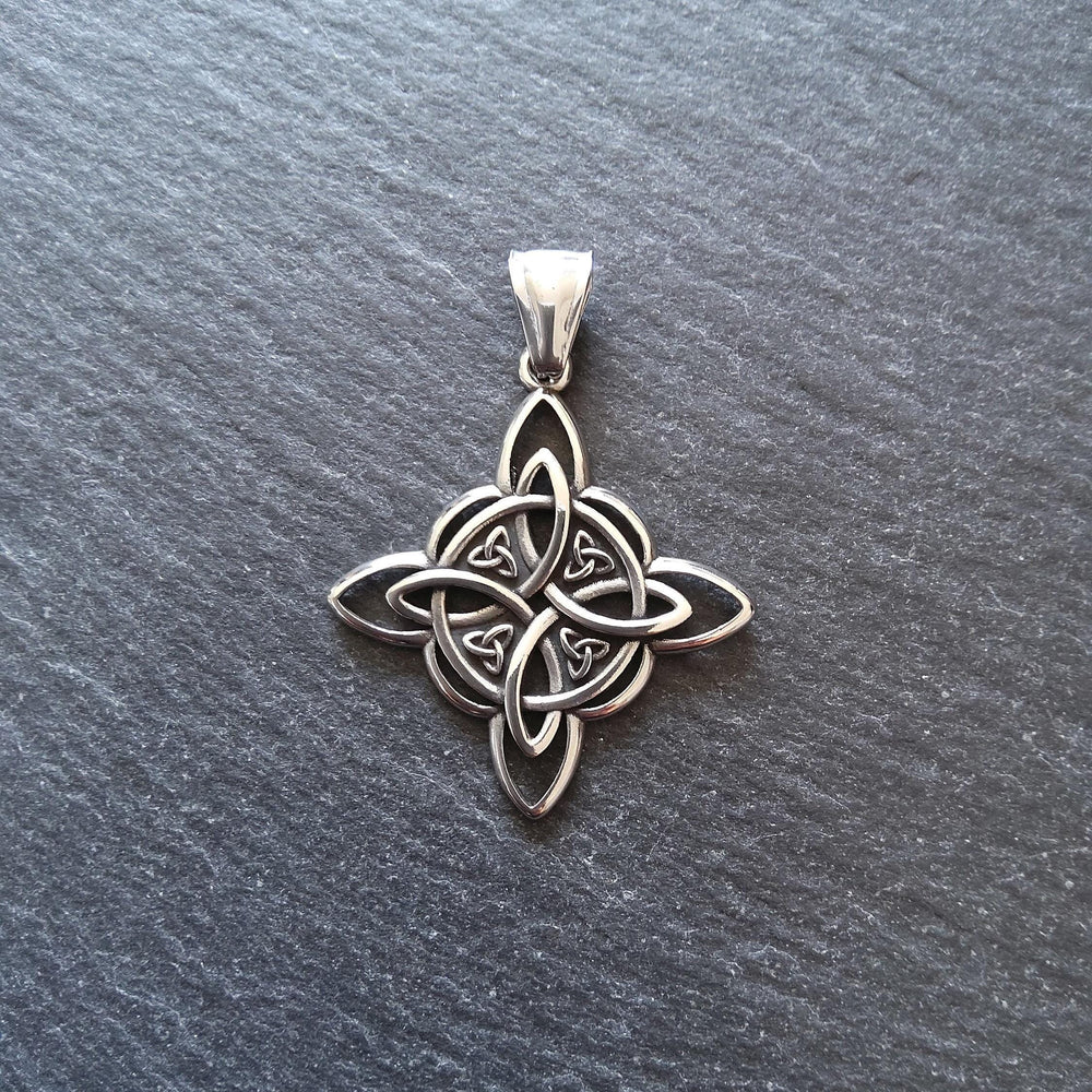 1 or 5 Stainless Steel Witches Knot Pendant 38x34x2.5mm