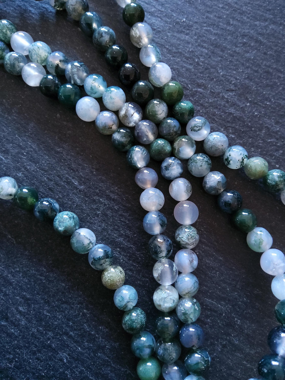 6mm to 6.5mm Green Moss Agate Natural Undyed Round Gemstone Beads Full 16 inch Strand (MA6-2)