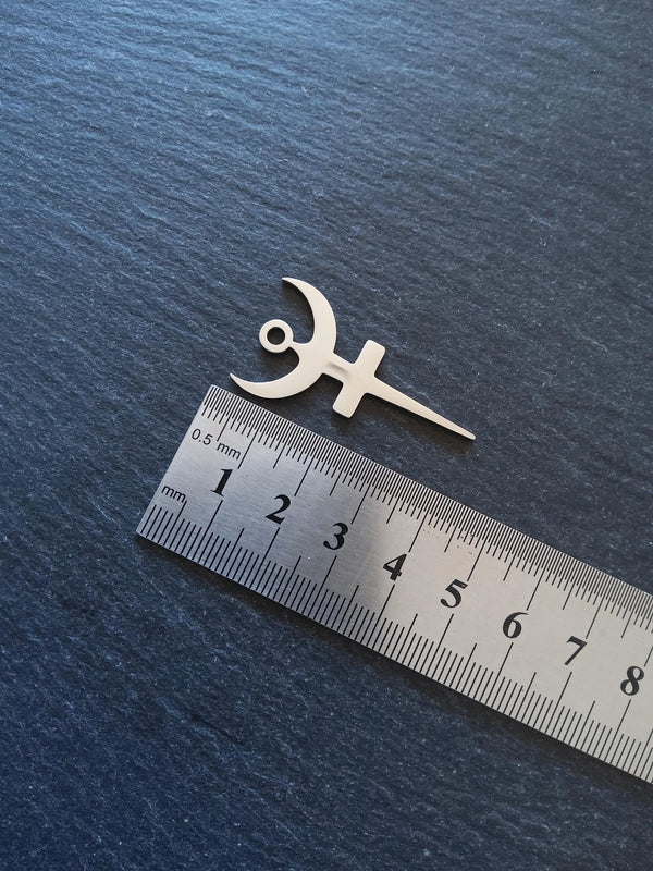 Stainless Steel Bident Symbol of Hades Pendants 40x20.5x1mm Hole: 3mm - ContentedCatz