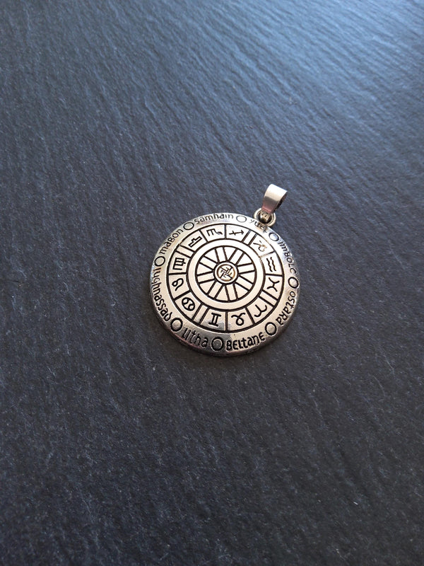 Pagan Calendar Pendant Silver Tone Alloy 39x30x4mm