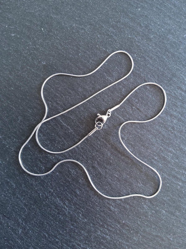 1 or 5 Stainless Steel Snake Chain Necklaces 17.7 inch (45cm) Long. Thickness 0.9mm