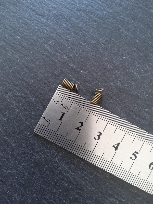 50 Coil Crimp End Spring Crimps for 2mm Cord Antique Bronze Tone Alloy 9x4mm