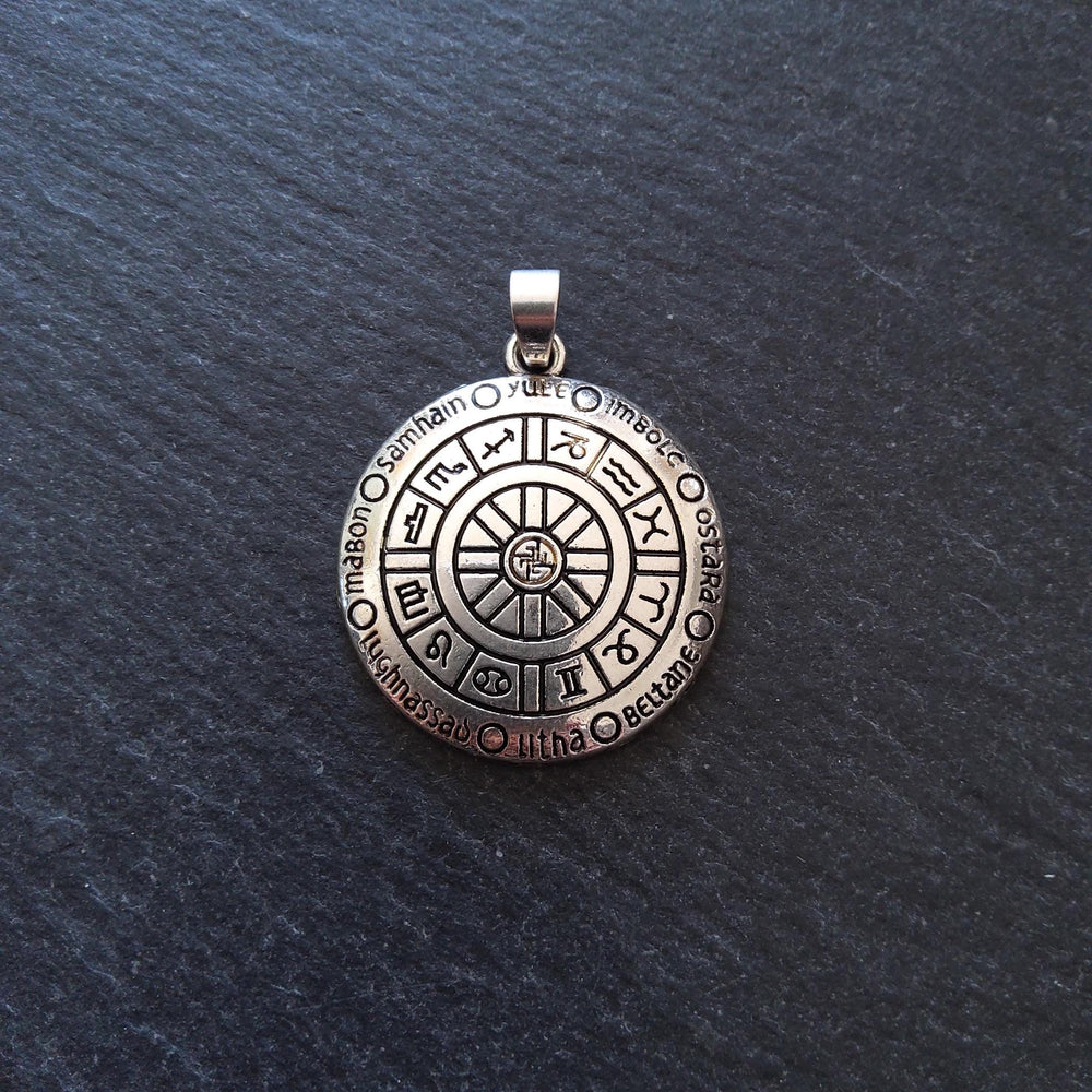 Pagan Calendar Pendant Silver Tone Alloy 39x30x4mm