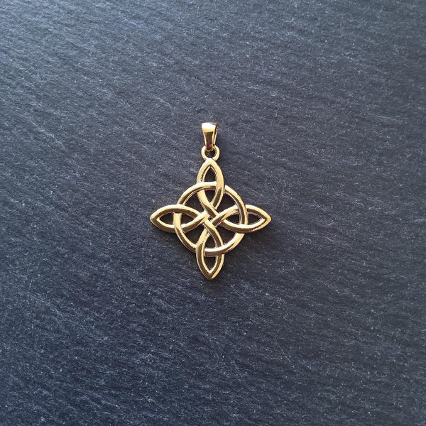 1 or 5 Gold Stainless Steel Witches Knot Pendant 34x30x2mm