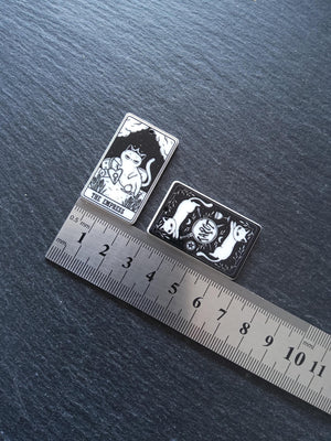2 or 10 The Empress Cat Tarot Card Charms White & Black Resin 38x23mm