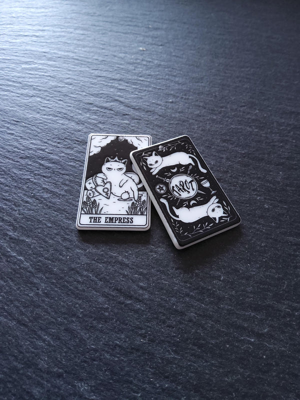 2 or 10 The Empress Cat Tarot Card Charms White & Black Resin 38x23mm