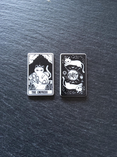 2 or 10 The Empress Cat Tarot Card Charms White & Black Resin 38x23mm